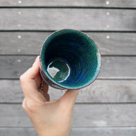 St Agnes handmade ceramic flat white cups with glazed finishes, 5–6oz per cup