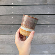 St Agnes handmade ceramic flat white cups with glazed finishes, 5–6oz per cup