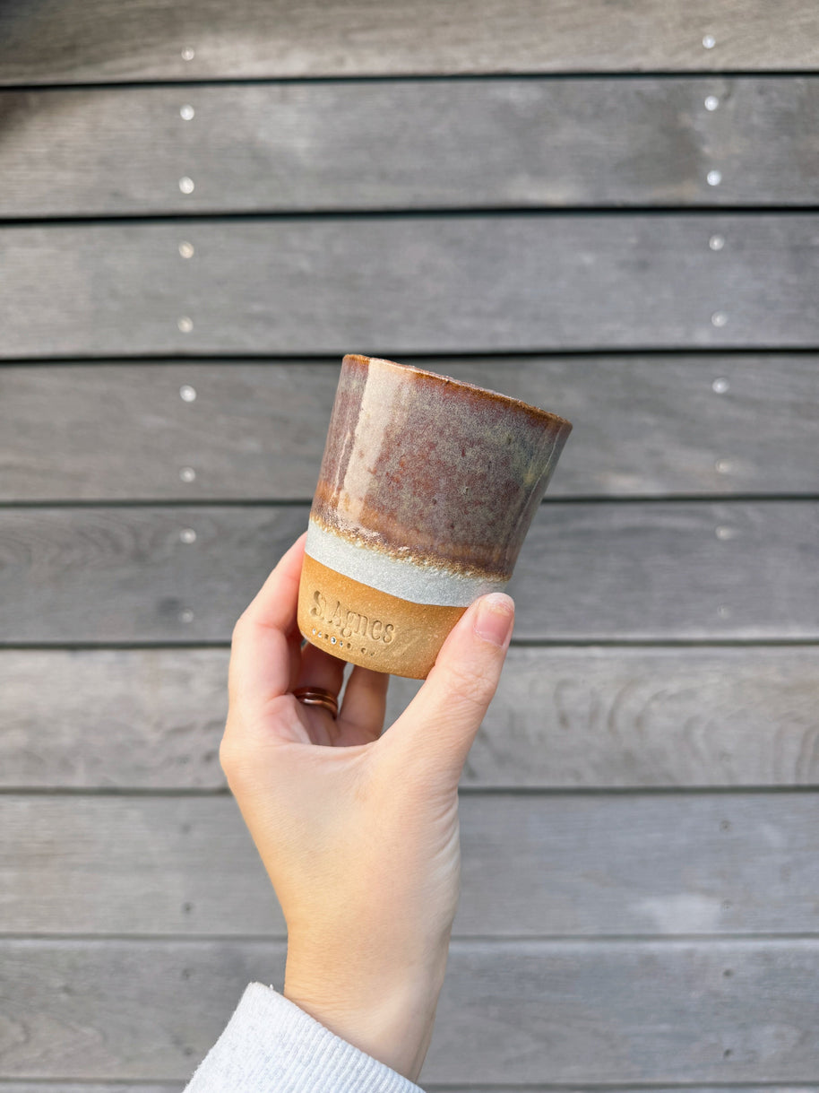 St Agnes handmade ceramic flat white cups with glazed finishes, 5–6oz per cup