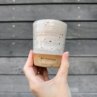 St Agnes handmade ceramic flat white cups with glazed finishes, 5–6oz per cup