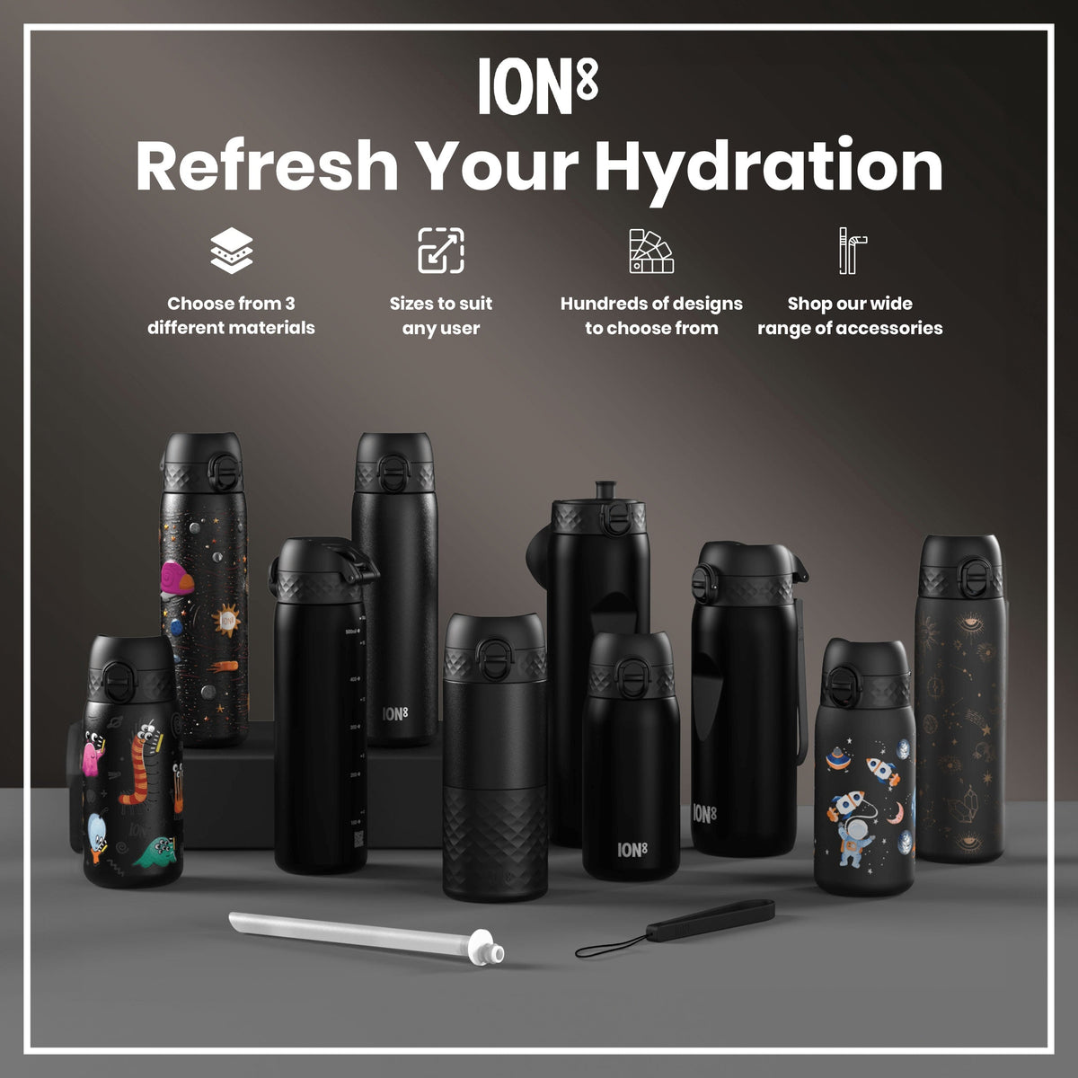 ION8 Insulated Steel Travel Mug — Black, 360ml
