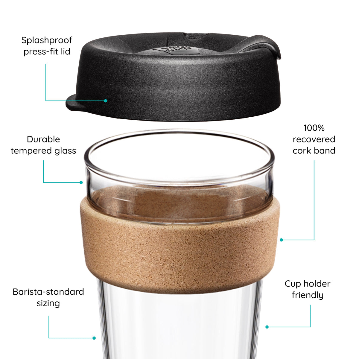 Brew Cork Glass Cup - 12oz | Moonlight