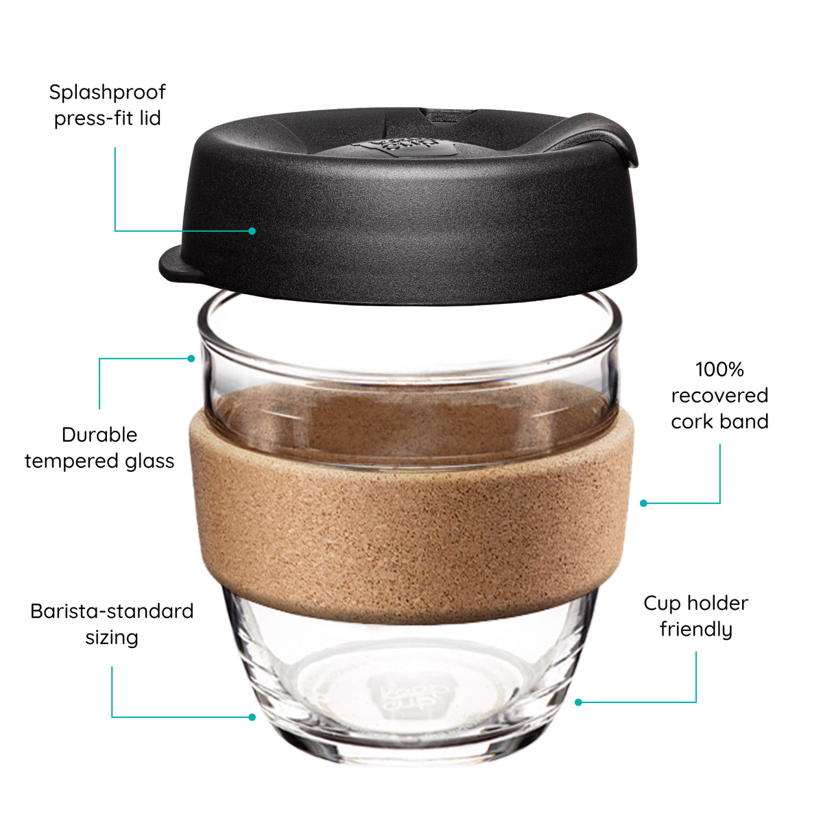Brew Cork Glass Cup - 8oz | Ink