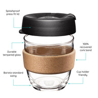 Brew Cork Glass Cup - 8oz | Ink