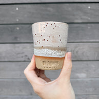 St Agnes handmade ceramic flat white cups with glazed finishes, 5–6oz per cup