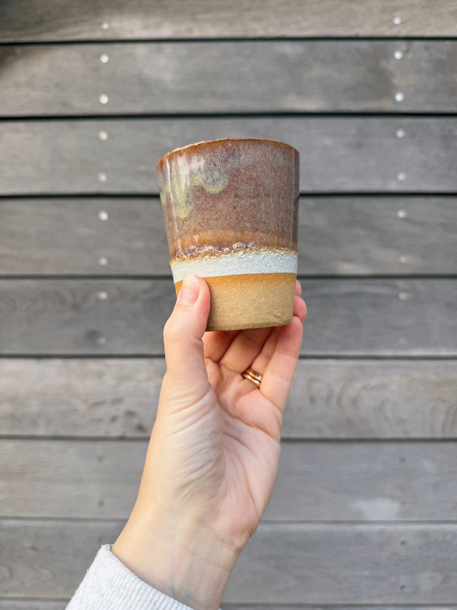 St Agnes handmade ceramic flat white cups with glazed finishes, 5–6oz per cup