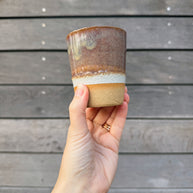 St Agnes handmade ceramic flat white cups with glazed finishes, 5–6oz per cup