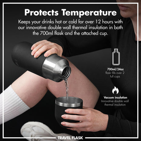 ION8 Luma Vacuum Flask & Mug — Black, 700ml — product detail view 2