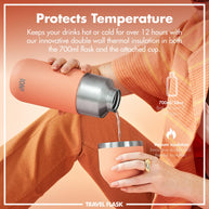 ION8 Luma Vacuum Flask & Mug — Coral, 700ml — product detail view 2