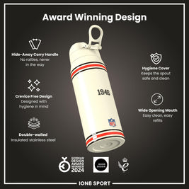 NFL x ION8 Insulated Steel Water Bottle, NFL Browns, 750ml (24oz)