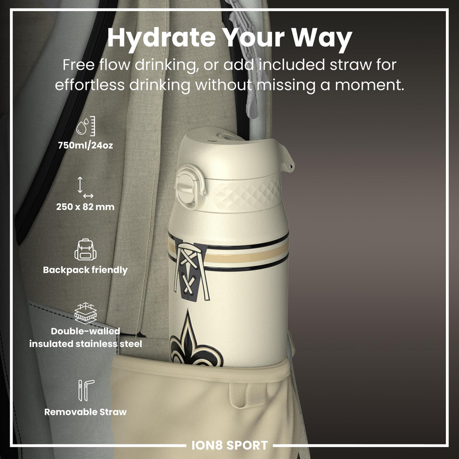 ION8 x NFL Saints Insulated Bottle — 750ml — product detail view 2