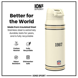 NFL x ION8 Insulated Steel Water Bottle, NFL Saints, 750ml (24oz)