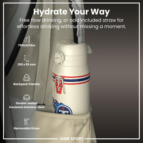 ION8 x NFL Titans Insulated Bottle — 750ml — product detail view 2