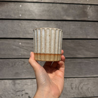 St Agnes handmade fluted ceramic coffee cup with a glazed finish, 6oz