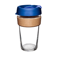 Brew Cork Glass Cup - 16oz | Electric Blue