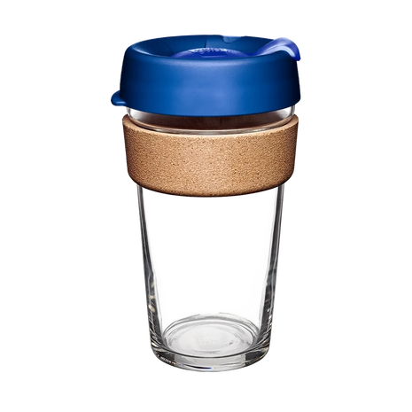Brew Cork Glass Cup - 16oz | Electric Blue