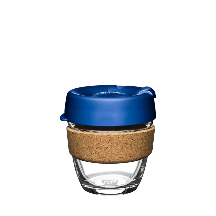 Brew Cork Glass Cup - 8oz | Electric Blue