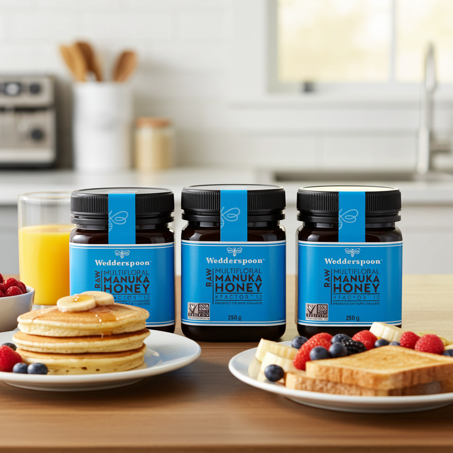 Wedderspoon Raw Manuka Honey KFactor 12+ — 3 × 250g