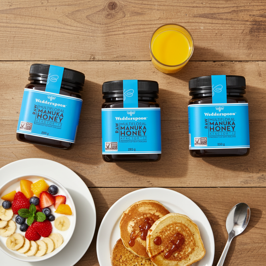 Wedderspoon Raw Manuka Honey KFactor 12+ — 3 × 250g