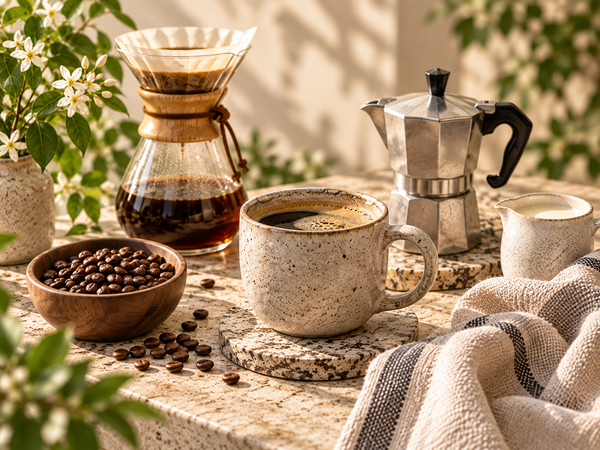Bright editorial coffee ritual