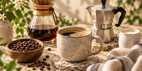 Bright editorial coffee ritual