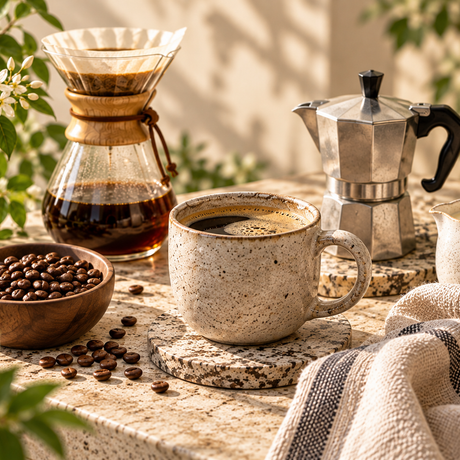 Bright editorial coffee ritual