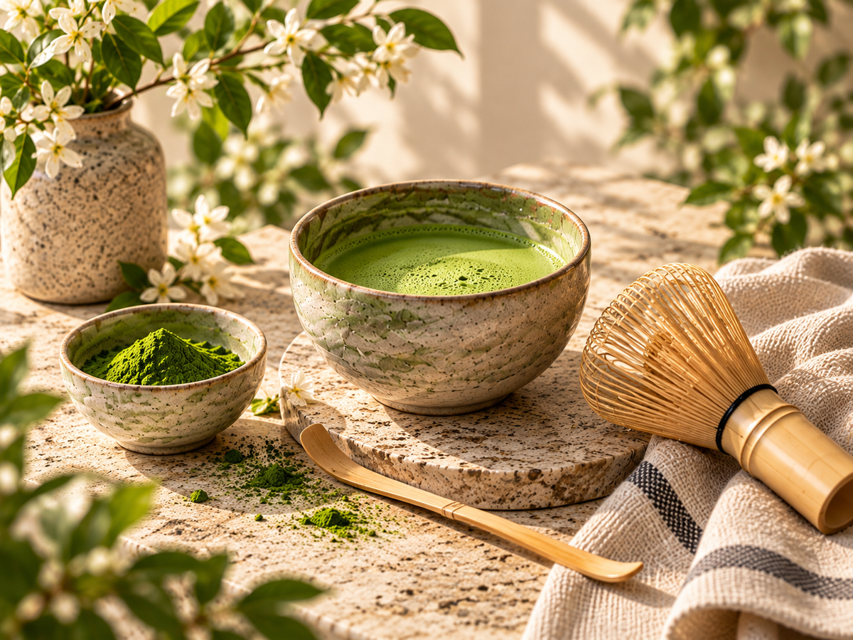 Bright editorial matcha ritual