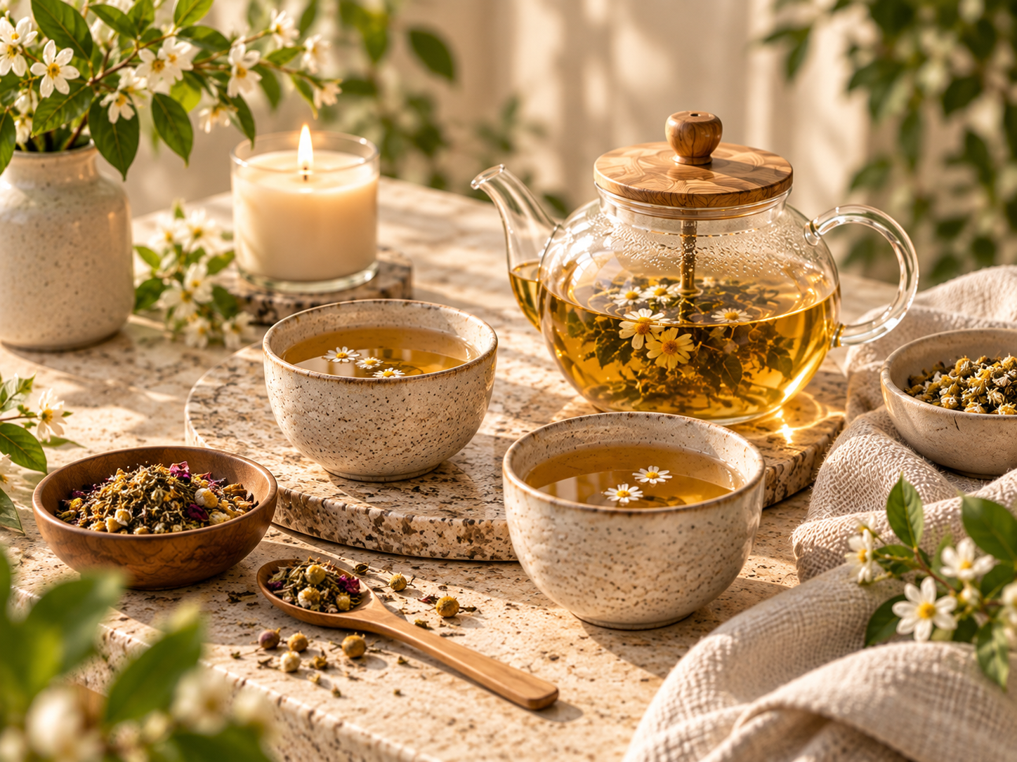 Bright botanical tea ritual