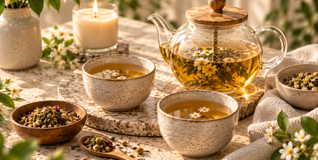 Bright botanical tea ritual