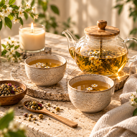 Bright botanical tea ritual