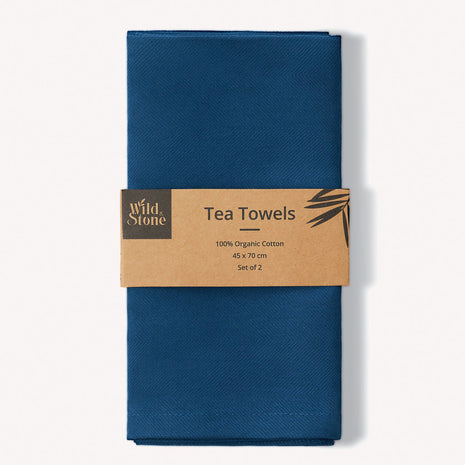Organic cotton herringbone tea towels, set of two