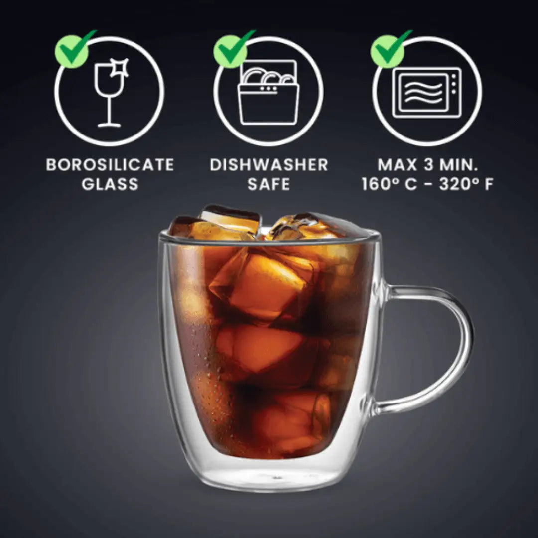 Bialetti Capri Double-Walled Glass Mugs — 2 × 350ml