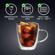 Bialetti Capri Double-Walled Glass Mugs — 2 × 350ml