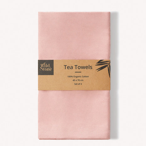Organic Cotton Tea Towels — Herringbone Weave, Set of 2 — product detail view 2