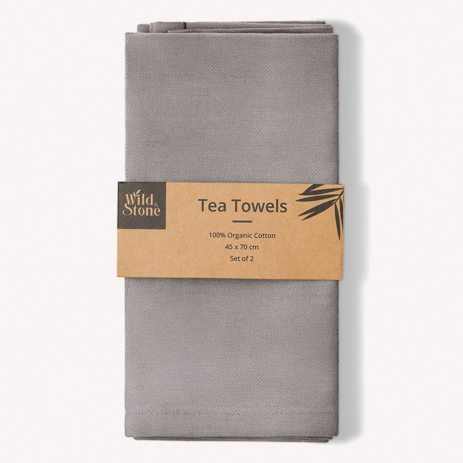 Organic Cotton Tea Towels — Herringbone Weave, Set of 2 — product detail view 4