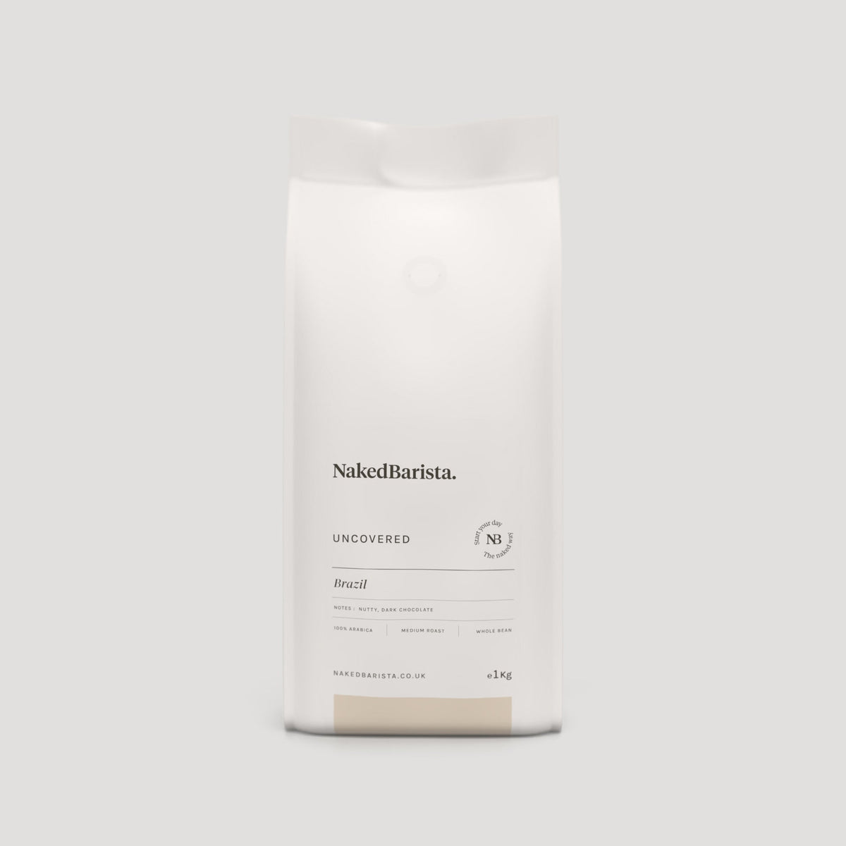 Naked Barista Uncovered — producer’s 1kg bag shown; listing is for 500g whole beans