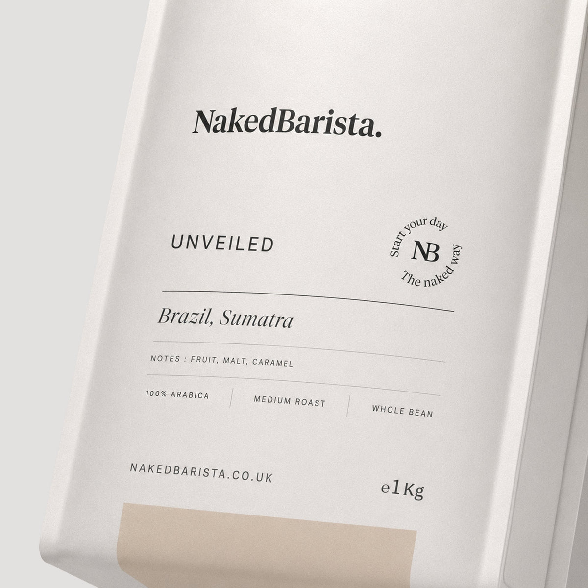 Naked Barista unveiled label detail on the producer’s 1kg bag; sold here as 500g whole beans
