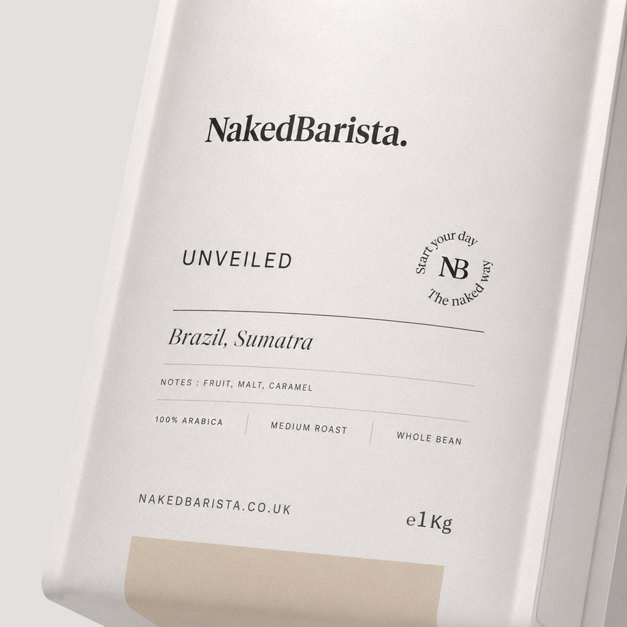 Naked Barista unveiled label detail on the producer’s 1kg bag; sold here as 500g whole beans
