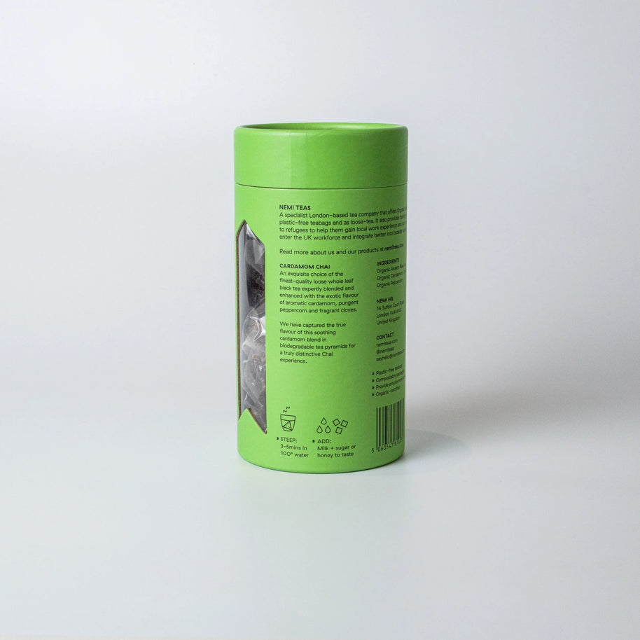 NEMI Teas Cardamom Chai, 125g loose leaf tea in retail tube
