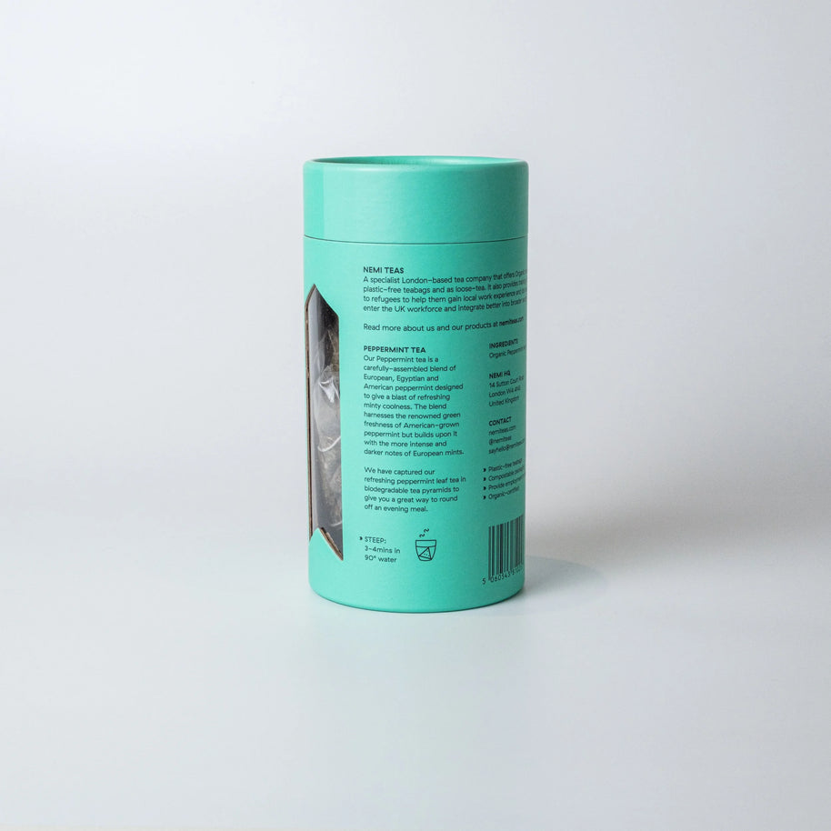 NEMI Teas Organic Peppermint Tea, tube of 15 pyramid teabags