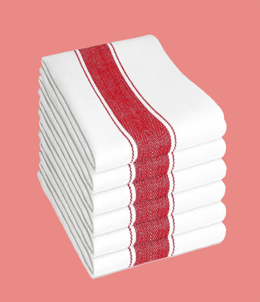 OLIVIA ROCCO Herringbone Cotton Tea Towels — Set of 6