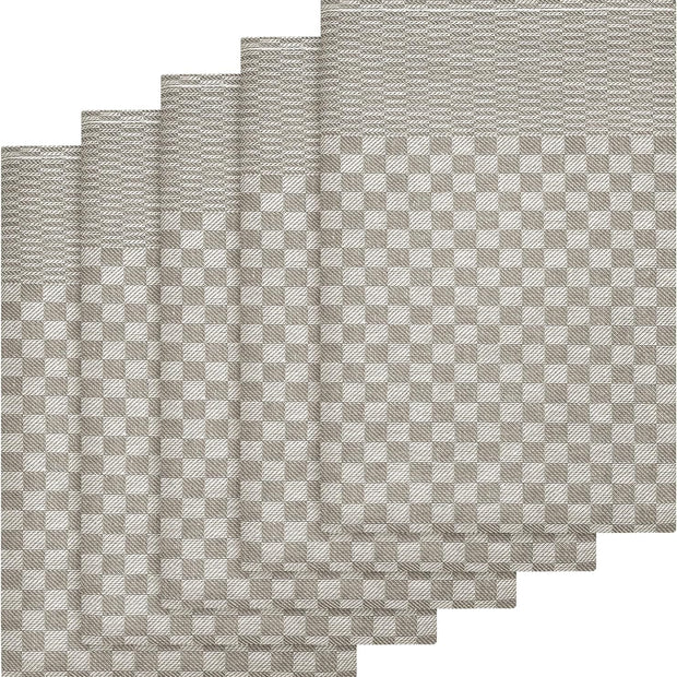 OLIVIA ROCCO Pack Of 5 Large 100% Cotton Tea Towels Quick Dry Check Pattern Dish Cloths