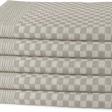OLIVIA ROCCO Pack Of 5 Large 100% Cotton Tea Towels Quick Dry Check Pattern Dish Cloths