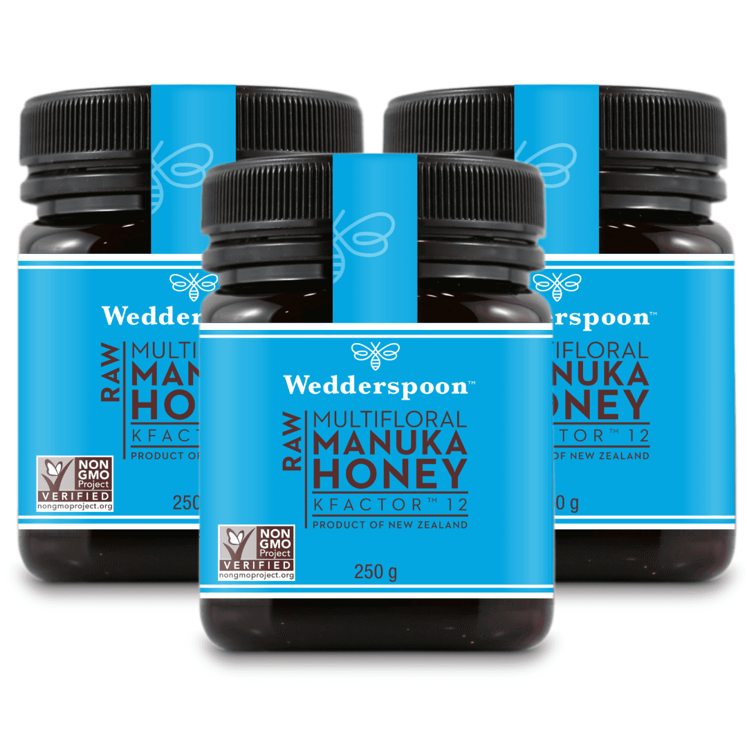 Wedderspoon Raw Manuka Honey KFactor 12+ — 3 × 250g