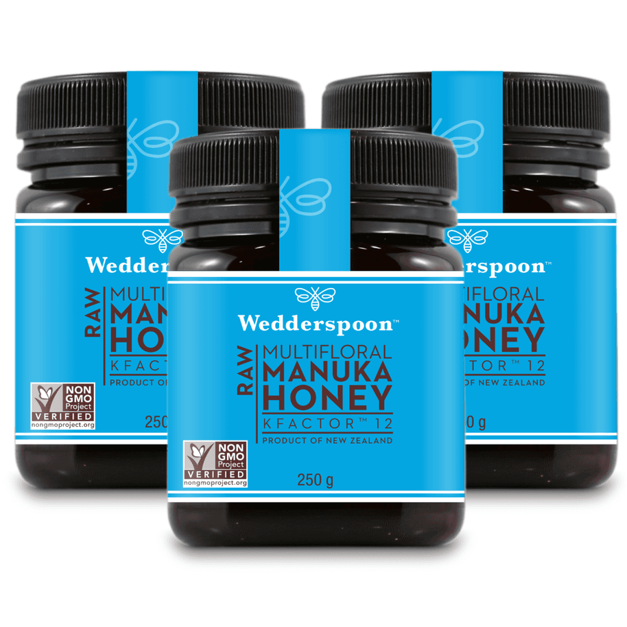 Wedderspoon Raw Manuka Honey KFactor 12+ — 3 × 250g